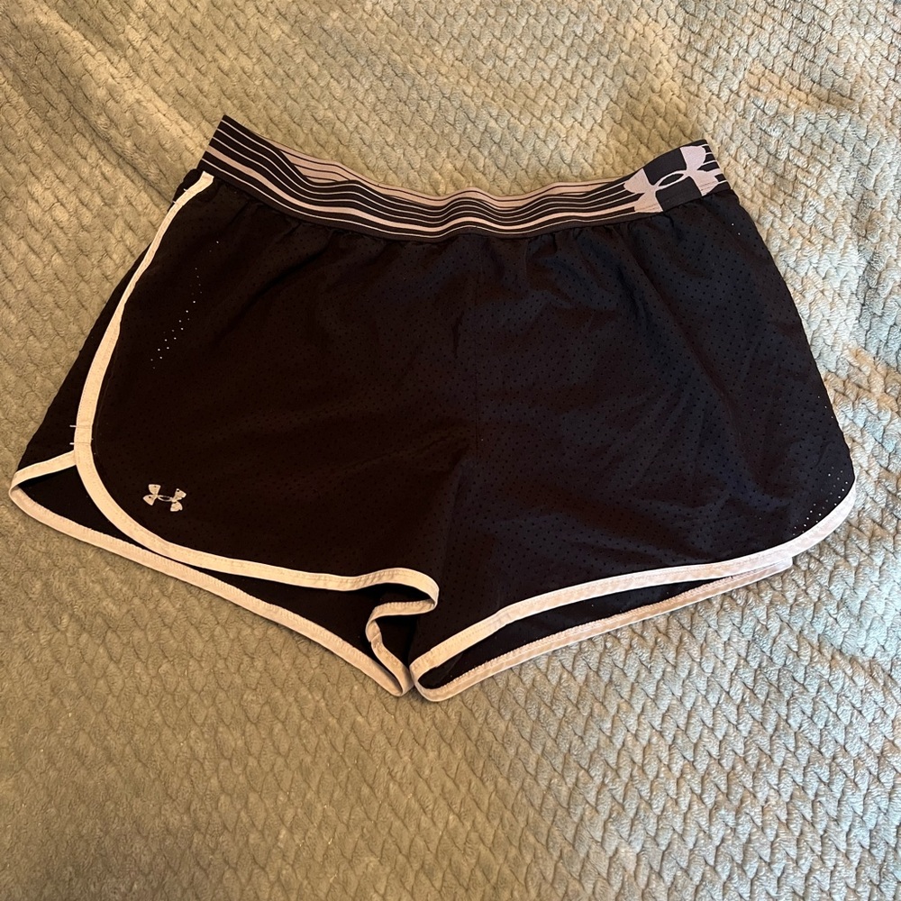 Under Armour Women's Black and White Athletic Shorts